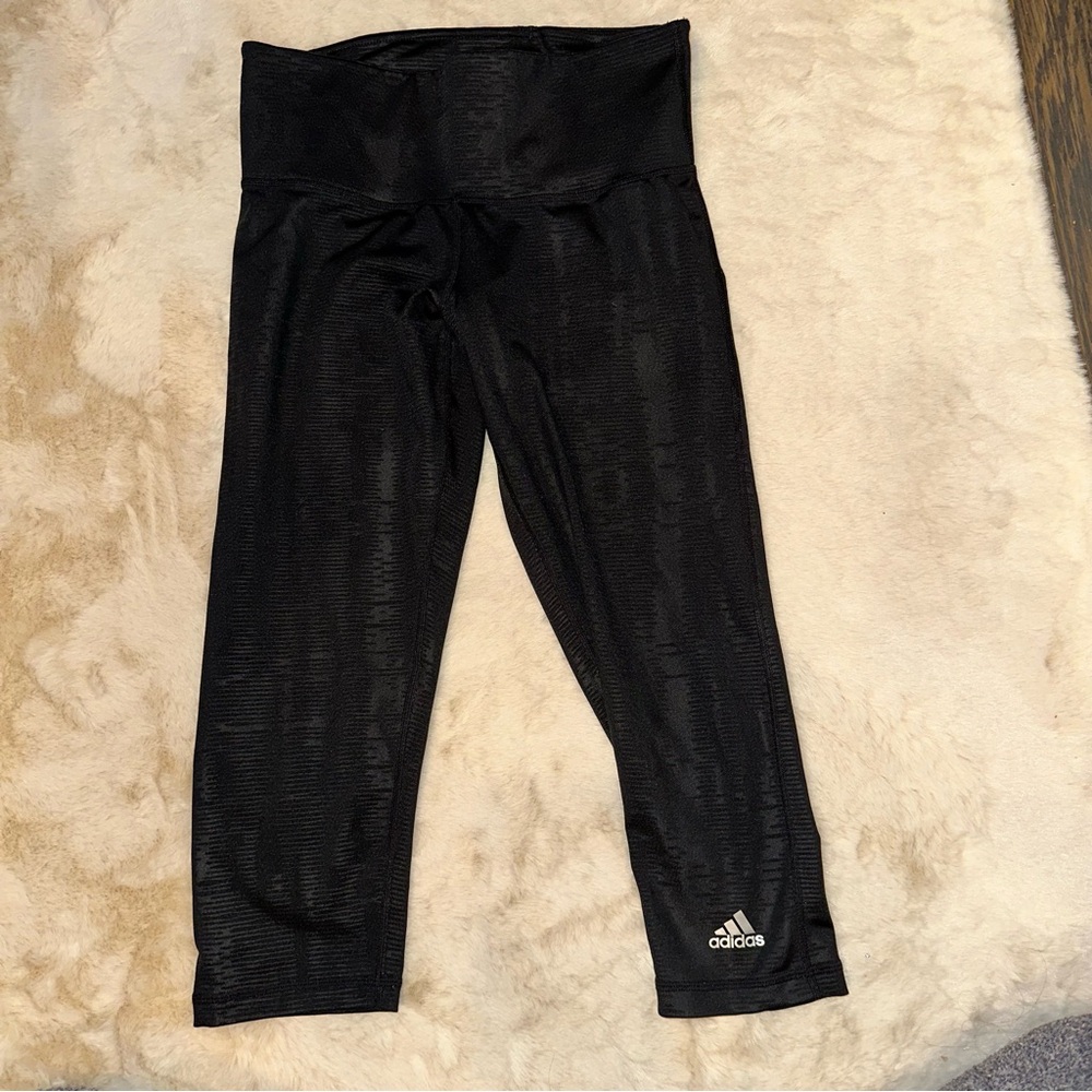Black Adidas Climalite Mid Rise Capri Exercise Pants Small